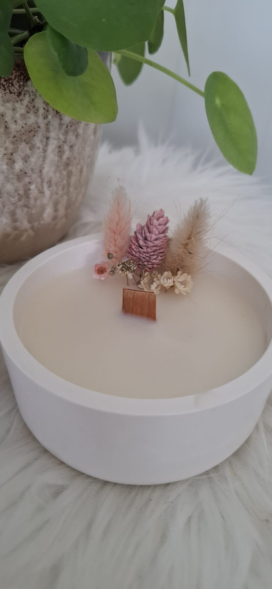Sojawas kaars met een geurtje en droogbloemen